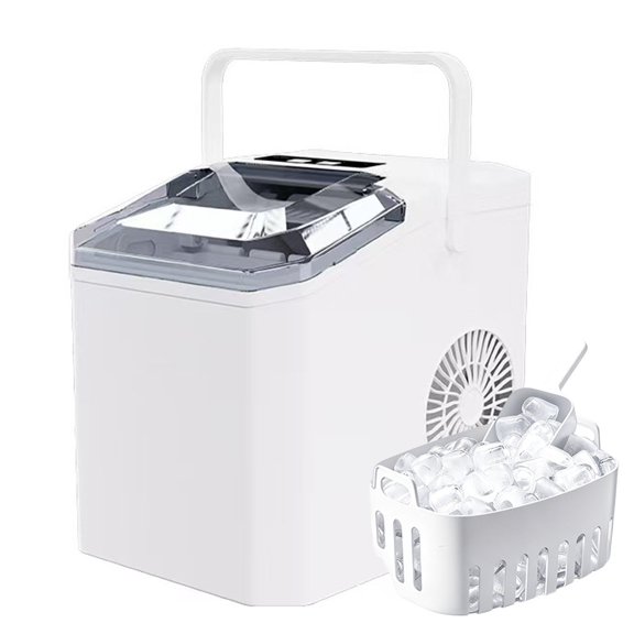 Countertop Ice Maker Machine, 9 Bullet Ice Short Time, Energy-Saving, Portable Handle, Self-Cleaning, Basket/Scoop, Home/Bar/Rv/Camping