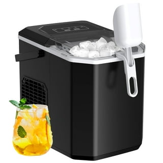 Kndko Stainless Steel Countertop Ice Maker, 9 Bullet-Shaped Ice Cubes Ready  in 6 Mins, 26Lbs/24H with Handheld Ice Maker with Scoop & Basket, Black 
