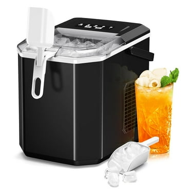 Countertop Ice Maker,Portable Ice Machine with Carry Handle,Self-Cleaning,Basket and Scoop,9 Cubes in 6 Mins,26.5lbs/24Hrs,2 Sizes of Bullet Ice,for Home,Kitchen,Party,Black