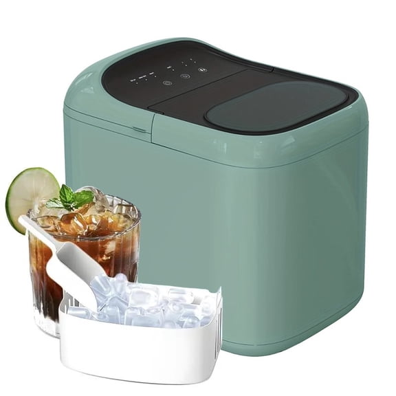 Countertop Ice Maker, Portable Ice Machine, Self-Cleaning, Basket and Scoop, 6mins Quicklce Making, 33lbs/24Hrs,2 Sizes of Bullet Ice,for Home,Kitchen,Party,Green