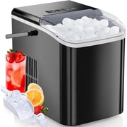 Countertop Ice Maker Portable Machine with Self-Cleaning, 26lbs/24hr, 2 Ice Sizes, Basket & Scoop, Compact Design with Handle for Kitchen, Office, Camping, Black