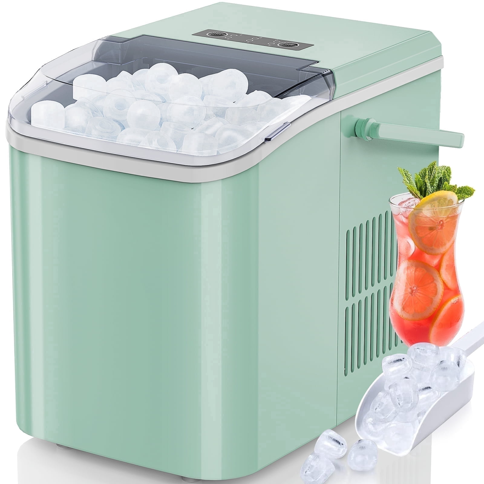 Countertop Ice Maker with Self-Cleaning Function, Portable Ice Machine with Handle & Ice Scoop, 9 Cubes in 6 Mins, 26.5 Lbs Daily Output, Compact Ice Maker for Home, Kitchen, Dorm, Bar & Office, Gree