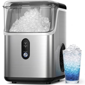 Goosiay 33lb Nugget Ice Maker Portable Countertop, Pebble Crushed Soft Chewable Ice Maker Machine, Stainless Steel