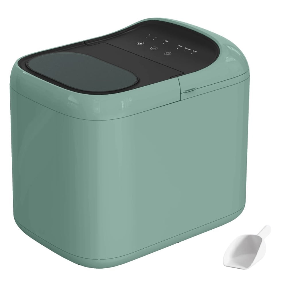 Countertop Ice Maker w/ Basket & Scoop, Fast Ice Making, Bullet Ice Type, Large Capacity, Portable Ice Machine for Home Kitchen Office Camping, Ideal Gift for Women and Men Green