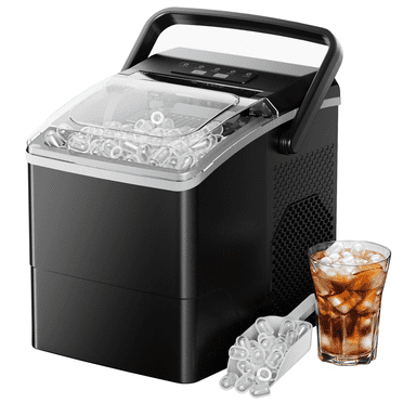Ice Makers Machine 6 Mins 9 Bullet Ice, 26 Lbs/24 Hrs, Bullet Ice Maker with Self Cleaning Function, Portable Ice Maker for Home Kitchen Party, Black