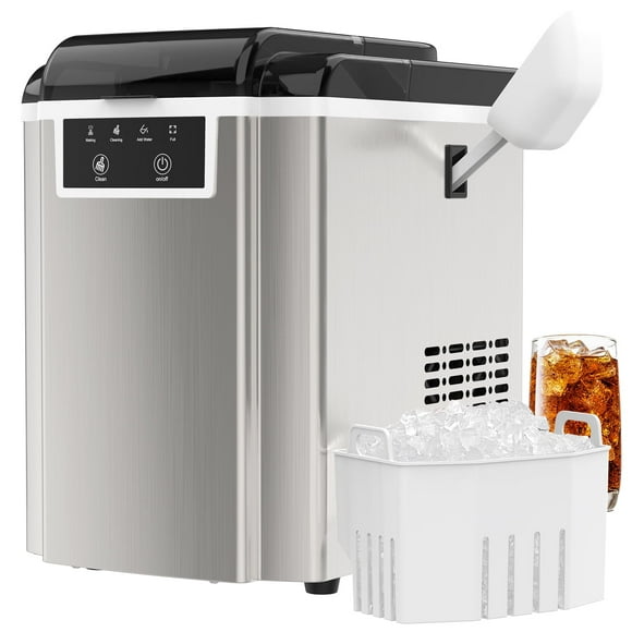ADVWIN Countertop Ice Makers Machine Scoop, 38Lbs/24h Soft Chewable Pellet Ice, One-Click Operation