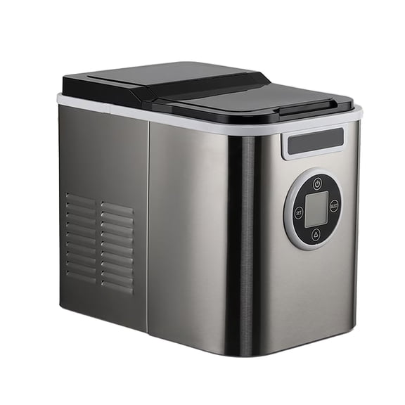 Countertop Ice Makes 9 Ice Cubes In 7 Minutes Portable Ice Machinery with Ice Spoon and Basket 26.5lbs 24H Self Cleaning Stainless for Home office Bar Part