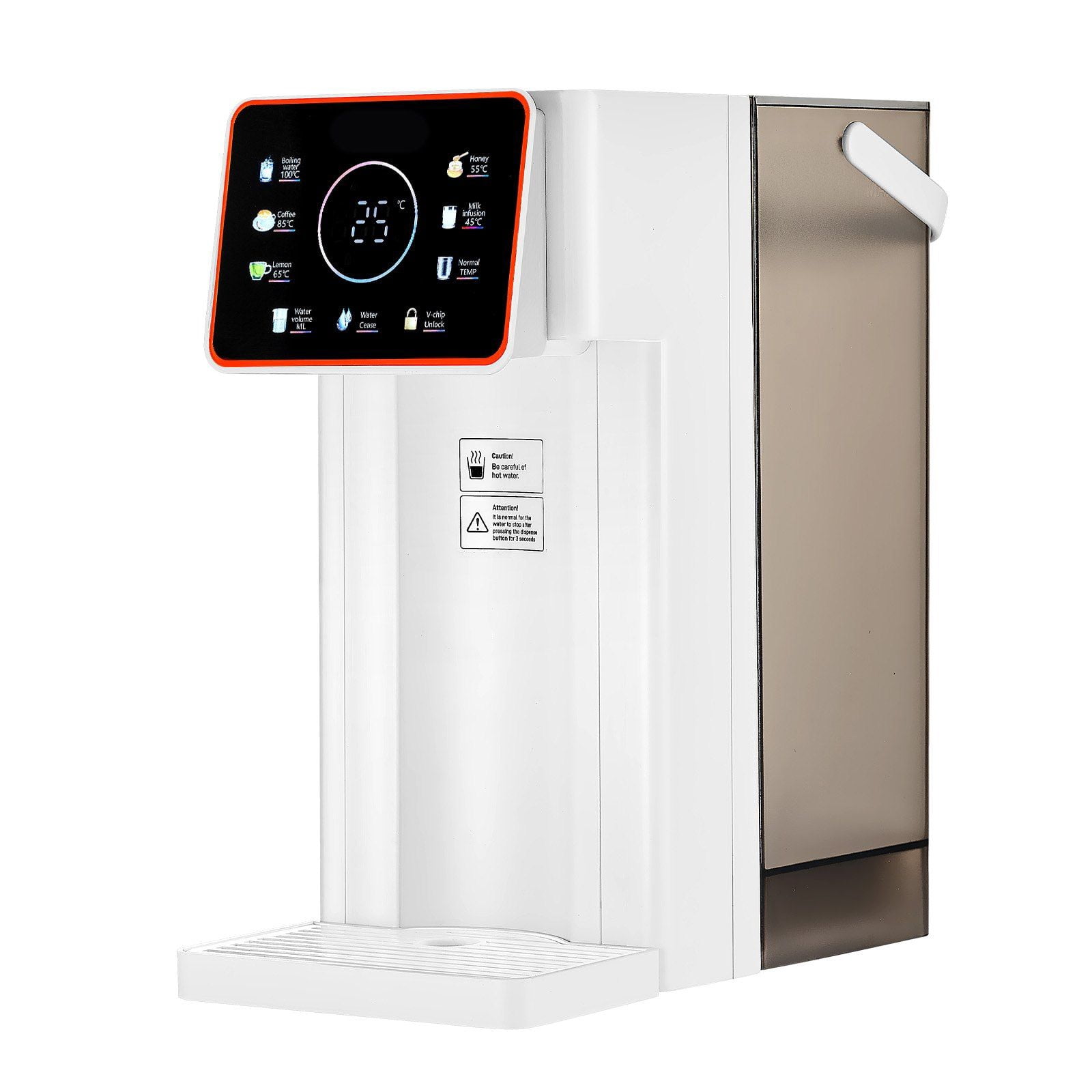 Countertop Instant Hot Water Dispenser with 6 Temperature Settings, 7 Water Volumes, 101oz Detachable Tank, Food-Grade Stainless Steel Heating, Touchscreen Display, Child Lock for Home or Office Use