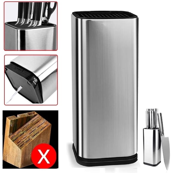 Kitchen Knife Holder Stainless Steel Block 12 Slots Universal Organizer without Knives Kitchen Safe for Countertop and Drawer