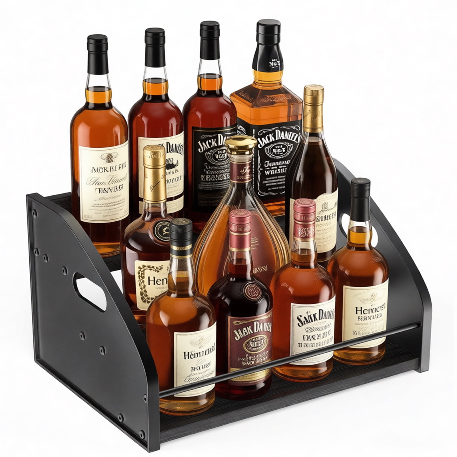 Countertop Liquor Bottle Organizer Shelf – Rustic Display Rack for Wine ...