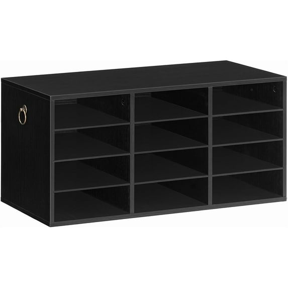 Countertop Mail Sorter, Wooden Literature Organizer, Student Mailbox for Classroom, Desktop Organizer for Office Home School, 12 Compartments Black