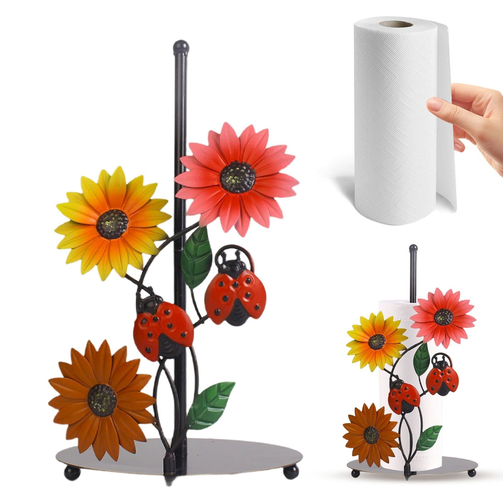 Countertop Metal Paper Towel Holder Flowers Christmas Vertical Tissue  Holder Rack Kitchen Roll Paper Stand Organizers, image size:1600x1600