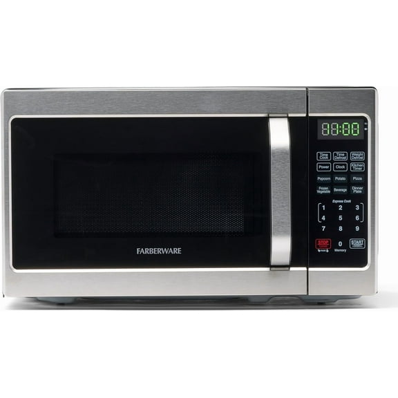 Countertop Microwave 700 Watts, 0.7 Cu. Ft. - Microwave Oven With LED Lighting and Child Lock - Perfect for Apartments and Dorms - Easy Clean Stainless Steel