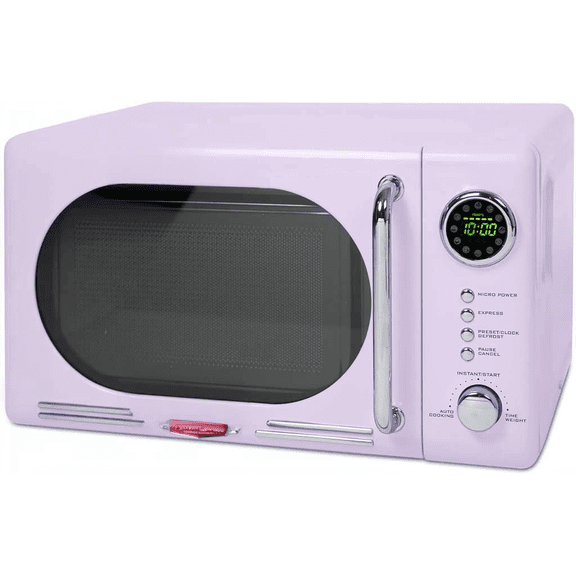 Countertop Microwave Oven 0.7 Cu Ft 700 Watts Retro Classic Style with LED Display Child Lock and 12 Pre-Programmed Settings Lavender Bestseling