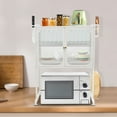 thumbnail image 1 of Countertop Microwave Oven Rack, Kitchen Dying Rack with Storage Cabinet Tableware Organizer Shelf with Draining Trays Knife/Chopping Board Holder, 1 of 13