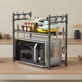 thumbnail image 1 of Countertop Microwave Oven Shelf, Multi-Tier Thickened Plastic Storage Rack with Side Hooks for Kitchen, Space Saving Spice Towel Organizer, No-Drill Installation, White, 28.3 x 23.4 x 13 in, 1 of 7