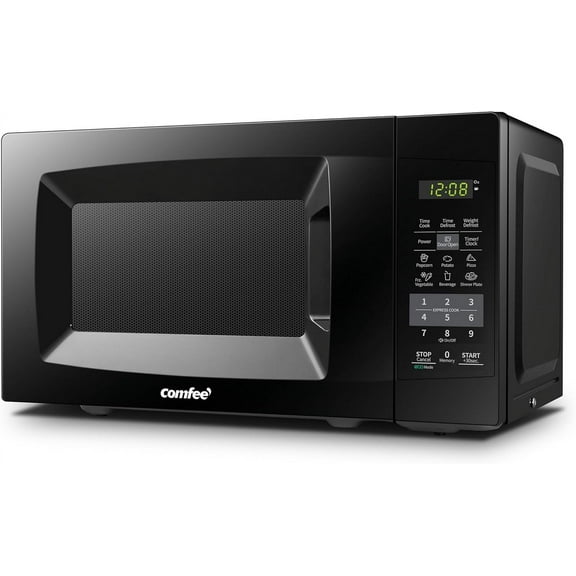 Countertop Microwave Oven with Sound On/Off, ECO Mode and Easy One-Touch Buttons, 0.7cu.ft, 700W, Black