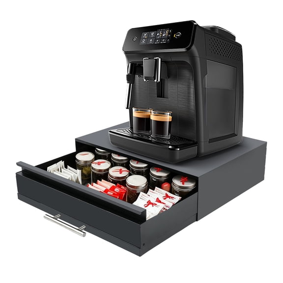 Countertop Microwave Stand with Drawer & Pull-Out Shelf, Rustproof Multi-Function Storage Rack for Microwave Coffee Maker Toaster Storage