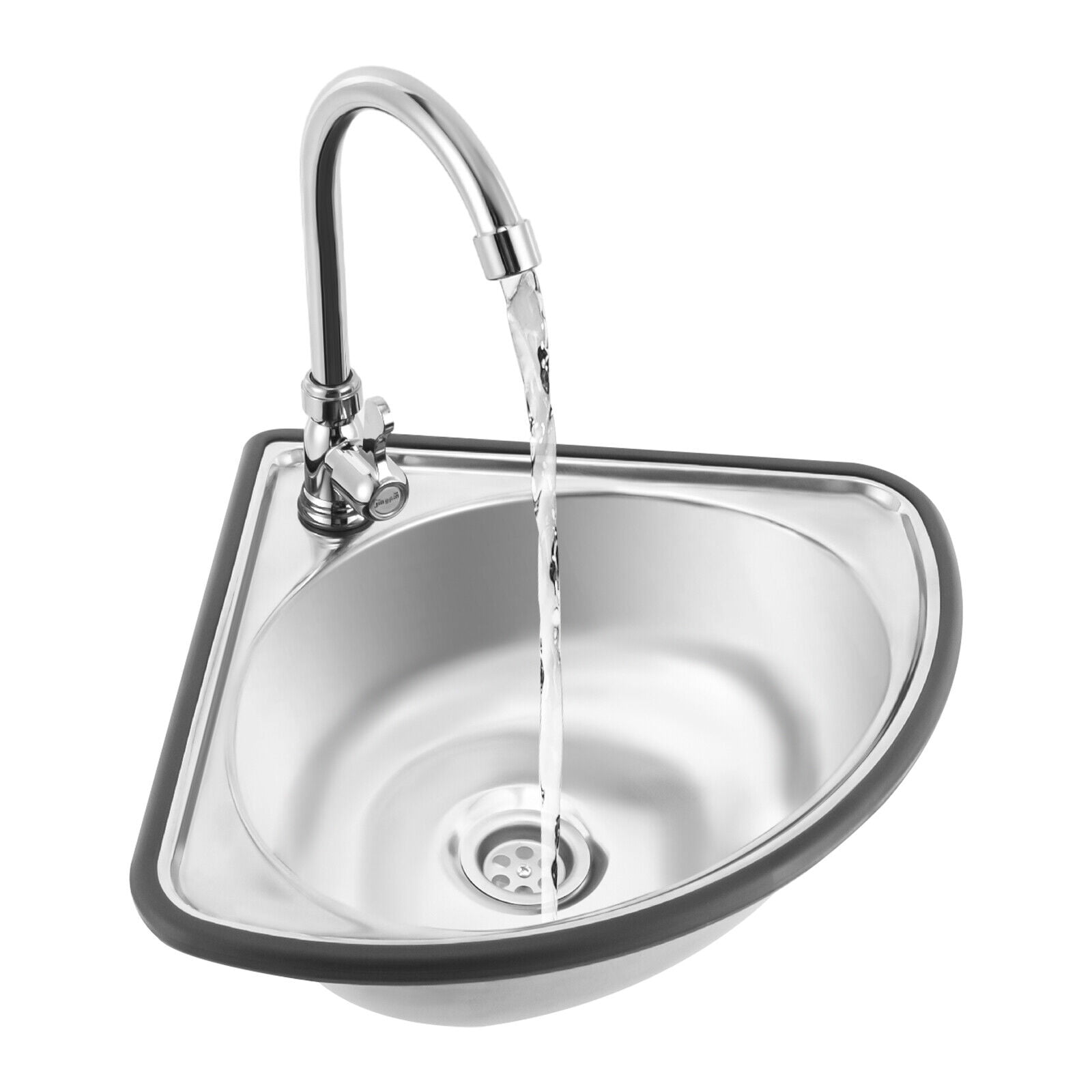 Silver Stainless Steel 17.32*14.57 Inch Triangular Countertop Mounted Sink