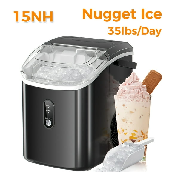 Countertop Nugget/Bullet Ice Maker Machine, Portable Self-Cleaning Ice Maker, 26–33 lbs/24H Chewable Sonic Ice for Home, Office & Kitchen