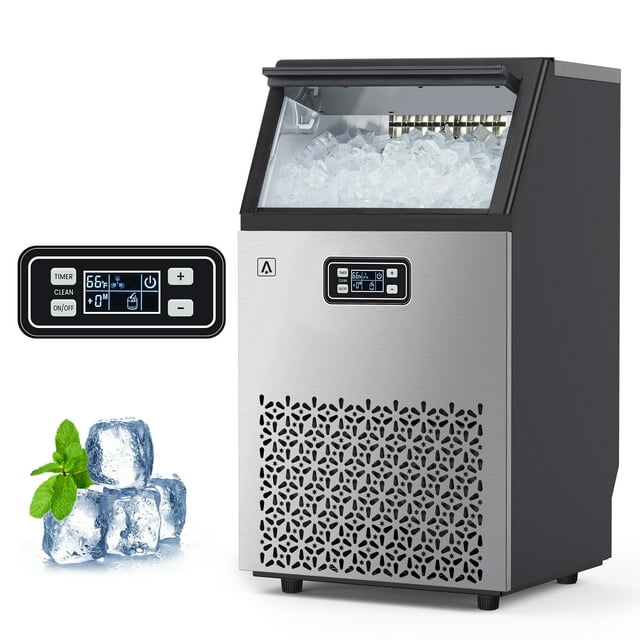 Countertop Nugget Ice Maker, 150lbs/24H Stainless Steel Under Counter ice Machine with 33lbs Ice