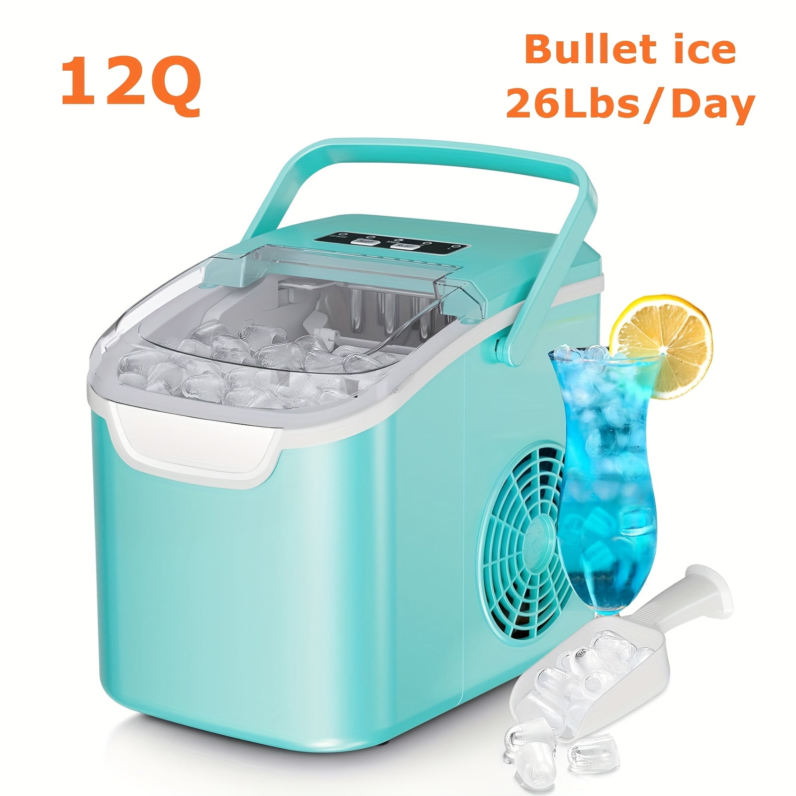 Countertop Nugget Ice Maker, 26/35 Lbs Daily Output, Pebble/Sonic/Bullet/Cube Ice, Self-Cleaning, with Ice Scoop & Basket, Silver Stainless Steel, for Home Kitchen Use