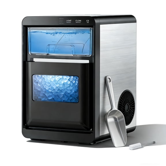 Countertop Nugget Ice Maker, 34/44Lbs Daily Output, Auto-Clean Pellet Sonic Ice Machine, Includes Ice Scoop & Basket for Home, Kitchen & Office