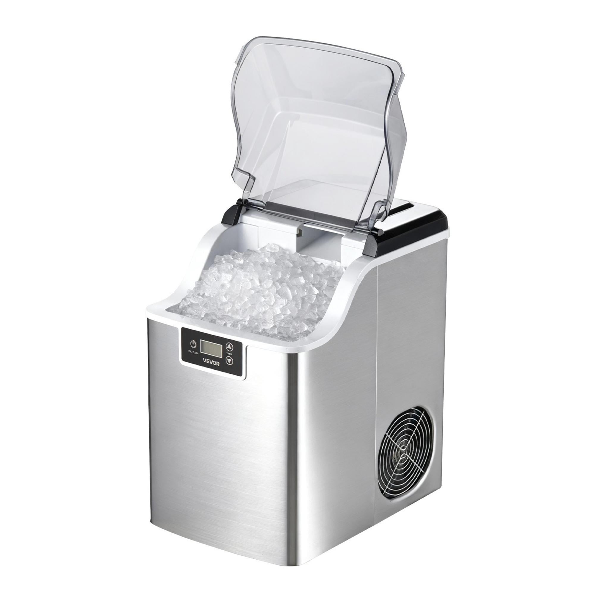 Countertop Nugget Ice Maker, 44 lbs/24H Portable Ice Machine with Self-Cleaning, 4 lbs Ice Storage Basket, Stainless Steel Quiet Ice Maker <55dB for Home Kitchen Office Bar Party