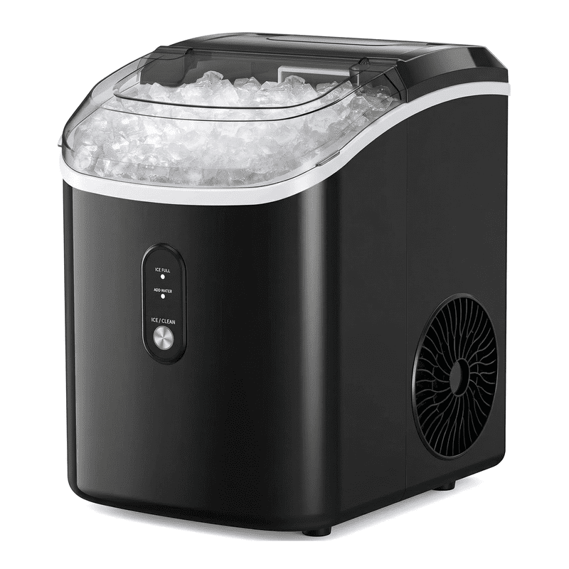 Countertop Nugget Ice Maker,Chewable Pellet Ice Machine with Self-Cleaning Function, 33 lbs/24H Portable Ice Maker for Home, Kitchen, and Office, Black