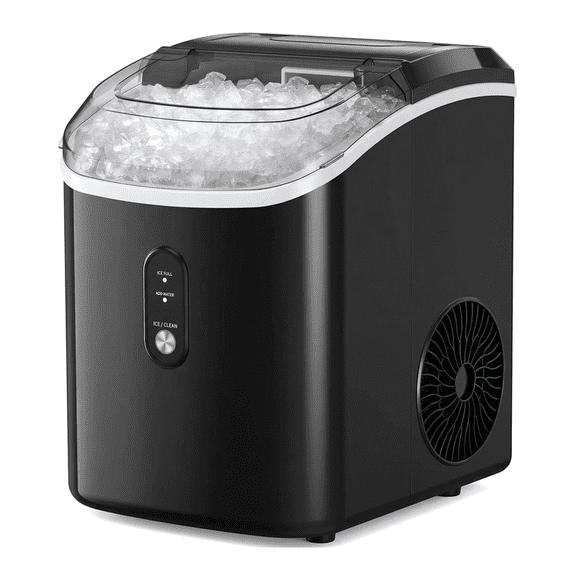 Countertop Nugget Ice Maker,Chewable Pellet Ice Machine with Self-Cleaning Function, 33 lbs/24H Portable Ice Maker for Home, Kitchen, and Office, Black