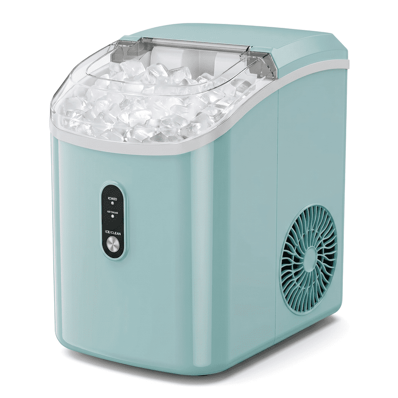 Countertop Nugget Ice Maker,Chewable Pellet Ice Machine with Self-Cleaning Function, 33 lbs/24H Portable Ice Maker for Home, Kitchen, and Office, Green