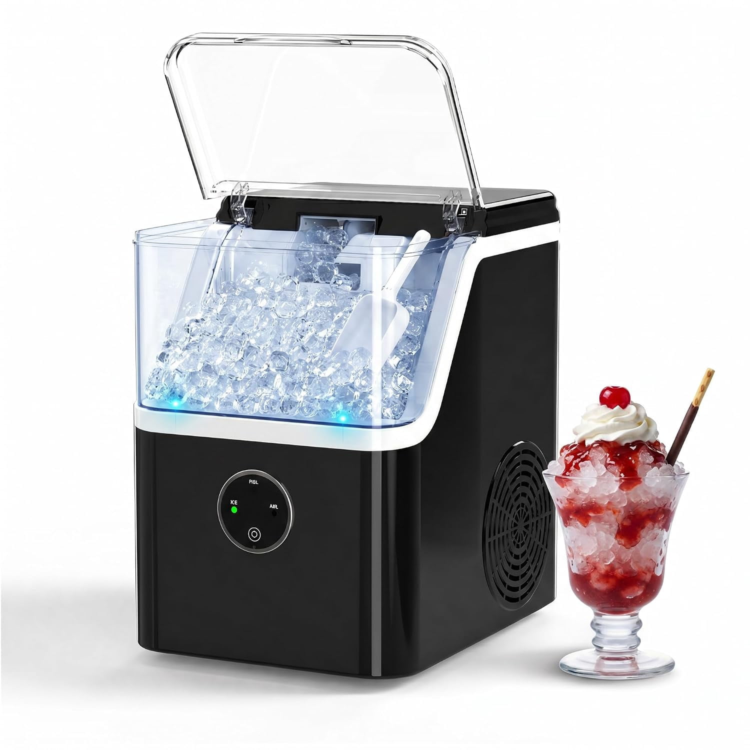 Countertop Nugget Ice Maker Machine 41.89lbs/Day, Soft Chewable Pellet Ice Ready in 6-13 Mins, One Touch Auto Self Clean for Home Kitchen Party Bar