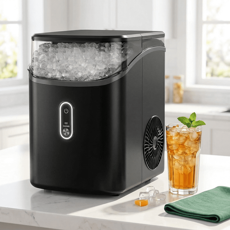 Countertop Nugget Ice Maker with Soft Chewable Pebble Ice, One-Touch Operation, Self-Cleaning Ice Machine, 33 lbs/24H for Home, Kitchen, and Office