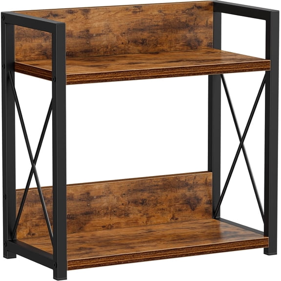 Countertop Organizer, 2 Tier Coffee Station Organizer for Desktop, Wood Counter Shelf Spice Rack for Kitchen (Black, M)