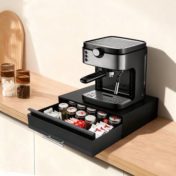 Countertop Organizer, Countertop Microwave Rack, Microwave Stand with Drawer & Shelf for Microwaves, Coffee Machine
