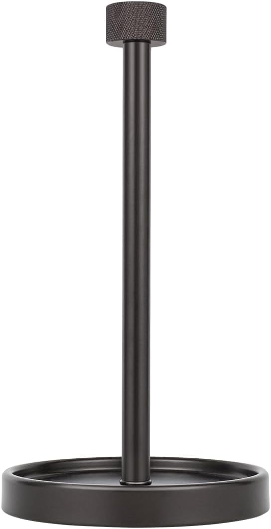 Countertop Paper Towel Holder - Modern Knurling End Cap Minimalist Design - Color Oil Rubbed Bronze