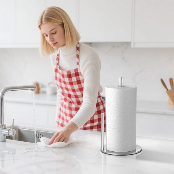 Countertop Paper Towel Holder, Stainless Steel Countertop Paper Towel Holder with Heavy Base, Non Slip Kitchen Towel Organizer, Towel Organizer for Kitchen Counter Home Daily Use