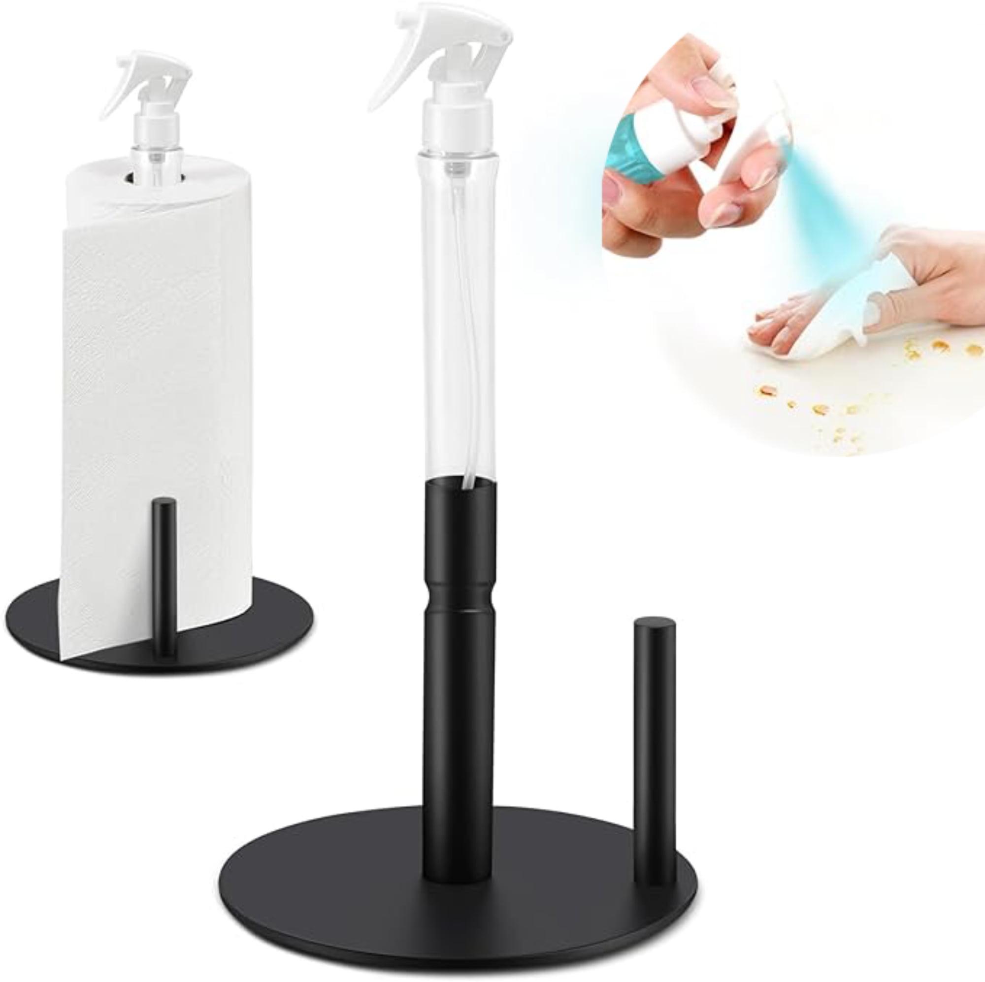 Countertop Paper Towel Holder with Spray Bottle, Stainless Steel