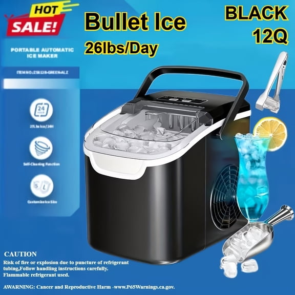 Countertop Pebble Ice Maker, Produces 35lbs Nugget Ice & 26lbs Bullet Ice Daily, Self-Cleaning Soft Chewable Ice Machine for Home & Kitchen