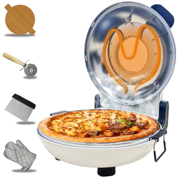 Countertop Pizza Ovens, 12 Inch Electric Pizza Oven Indoor, 1200W Portable Pizza Maker with Viewing Window, Heats Up to 800°F, Ideal for Home Use, Black