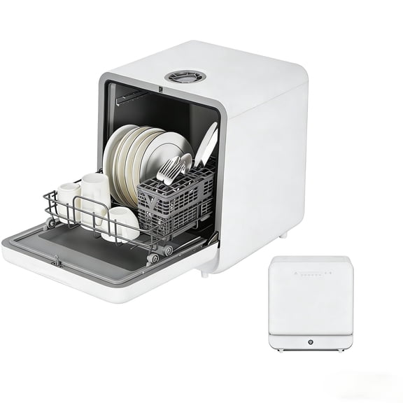 Countertop Portable Dishwasher, Mini Compact with Faucet & 5L Manual Water Tank 6 Wash Programs, Perfect for Apartments, Dorms, Boats, Campers or RVs