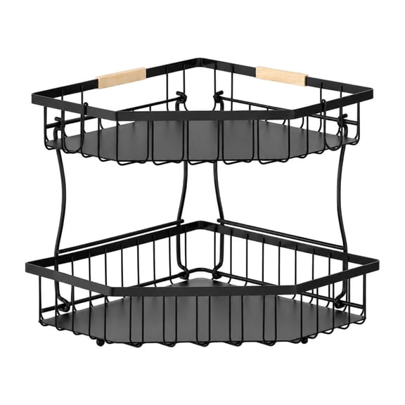 Countertop Produce Basket, Carbon Steel Fruit Stand with Split Kitchen Storage for Bread Snacks Vegetables, Op
