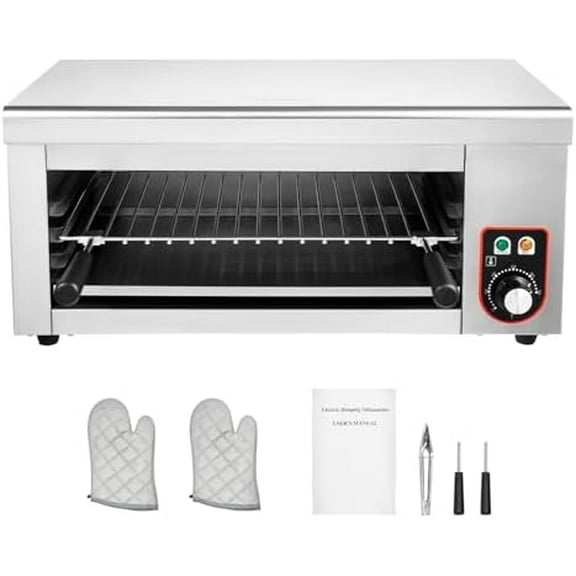 Countertop Salamander Broiler 1500W Electric Cheese Melter Raclette Grill 120-570F Temperature Adjustable Commercial Steak Broiler Food-grade Stainless Steel Cheesemelter Toaster Oven 110V/60Hz