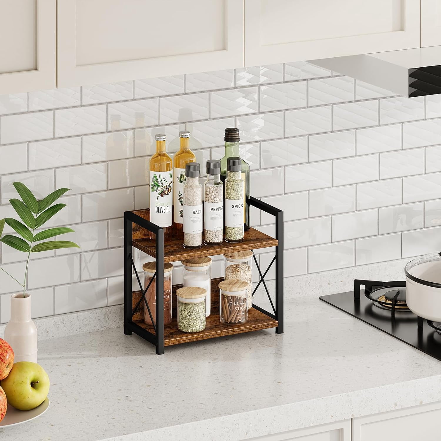 Countertop Shelf Organizer, 2 Tier Kitchen Spice Rack Organizer For ...