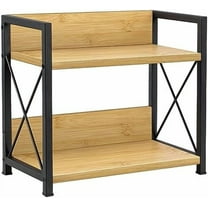 Countertop Shelf Organizer, 2 Tier Kitchen Spice Rack Organizer for Countertop, Wood Coffee Counter Shelf Organizer for Home (Bamboo, S)