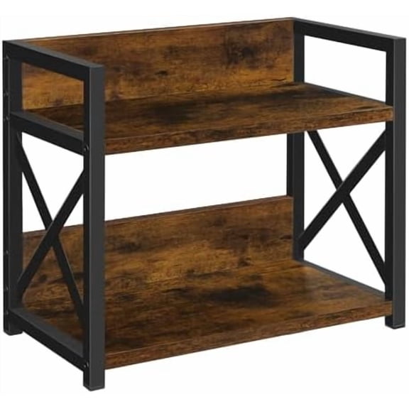 Countertop Shelf Organizer,Coffee Bar Accessories,Spice Rack,Coffee Counter Shelf,2 Tier Coffee Organizer Station for Mugs,Cups,Cream,Syrup(Rustic Brown, Small)