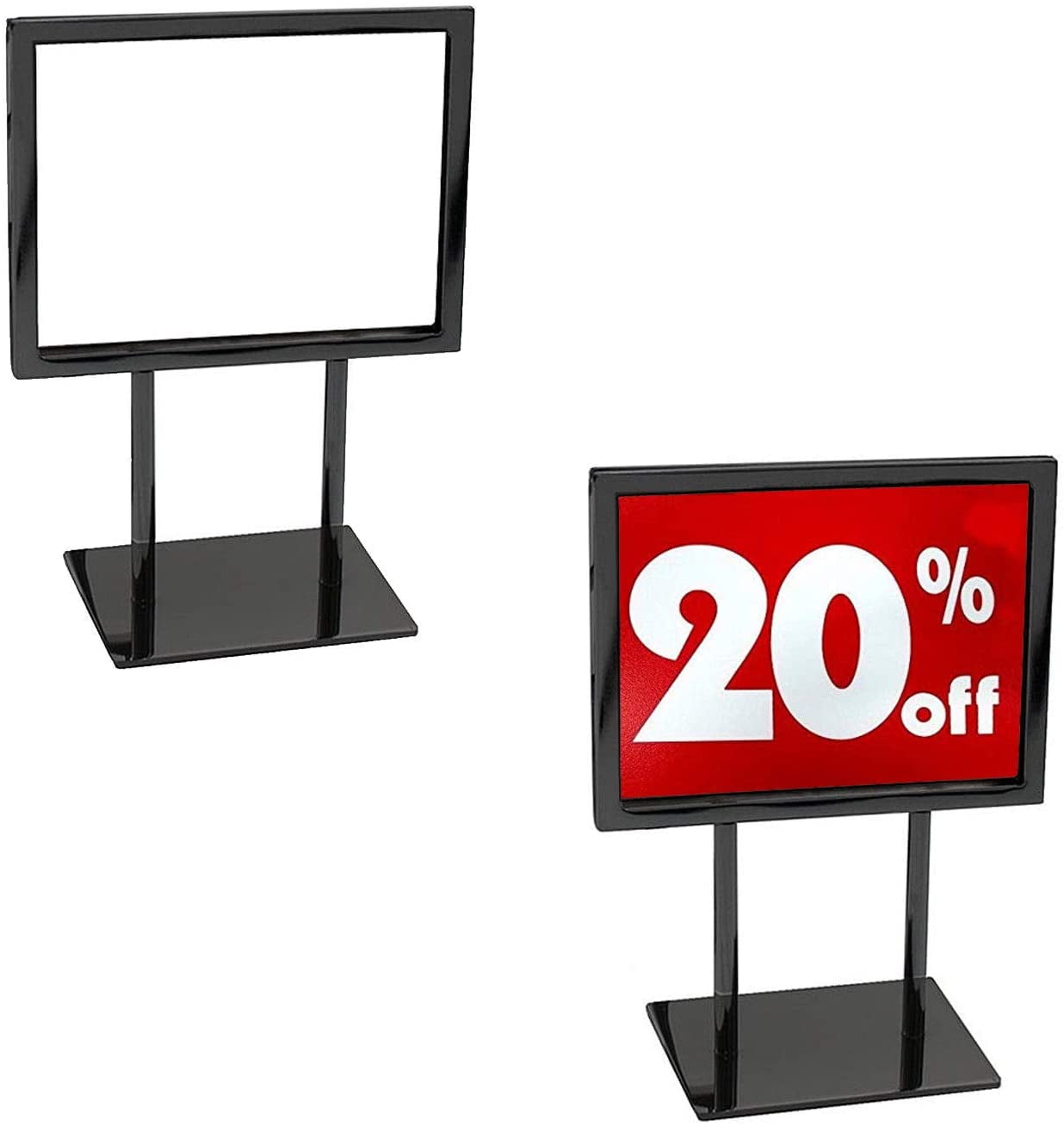 Countertop Sign Holder, Heavy Duty Metal Tabletop Black Card Display, 5