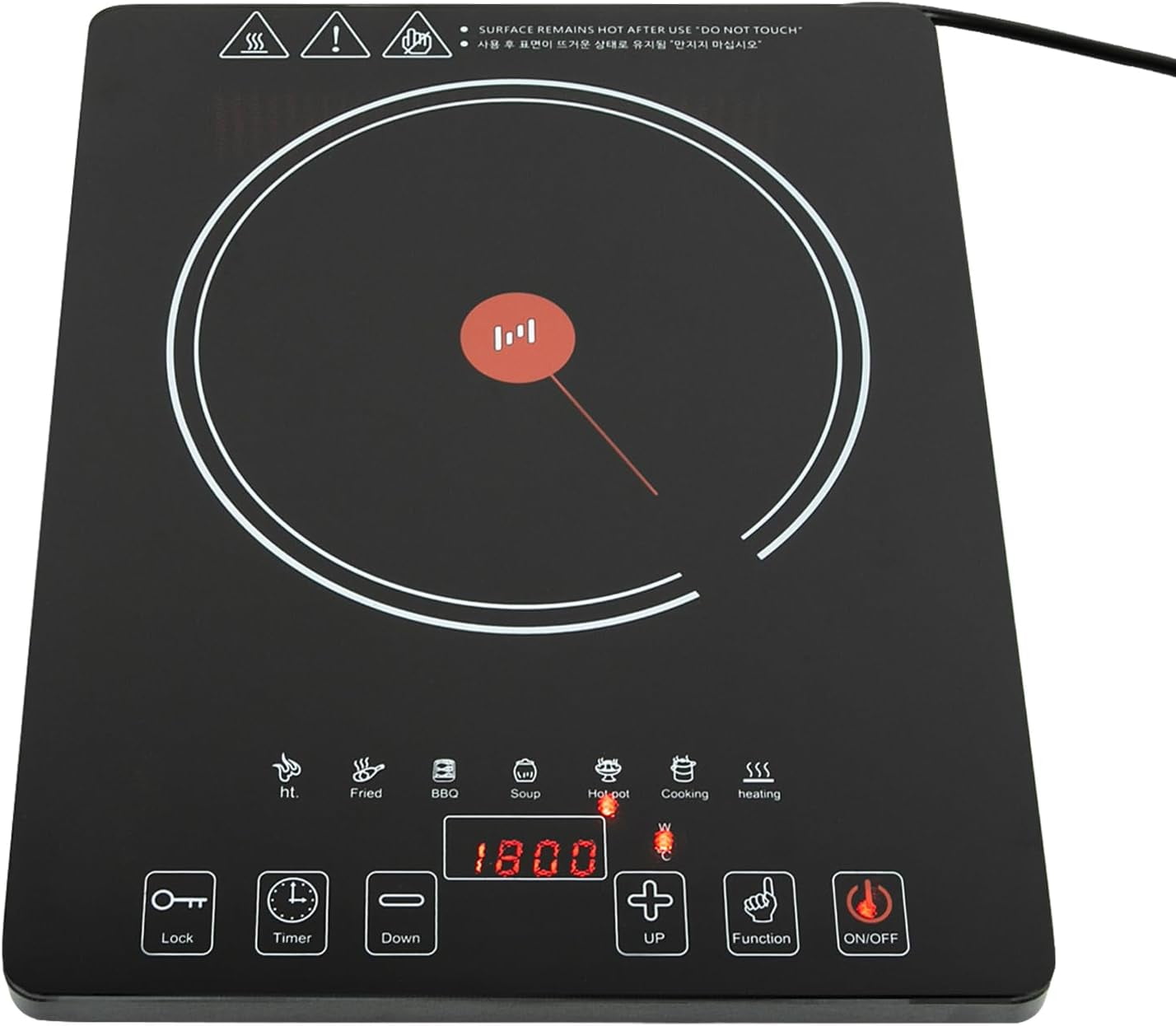 Countertop Single Burner Compact Stove for Home Dorm Office,Portable Electric Cooktop,1800W with LED Touch Screen,8 Power & 8 Temperature Levels,Timer,Microcrystalline Panel
