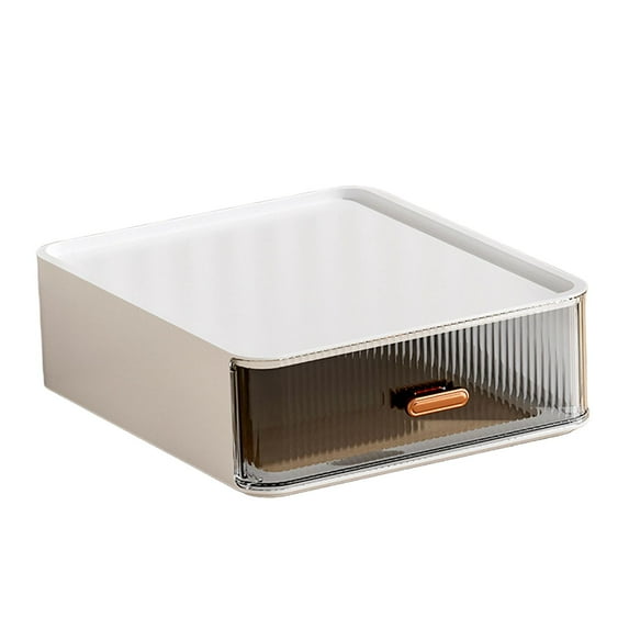 Countertop Storage Box Multifunctional Portable Makeup Holder Container Bathroom Organizer Container for Countertop Bathroom Bedroom Desk White