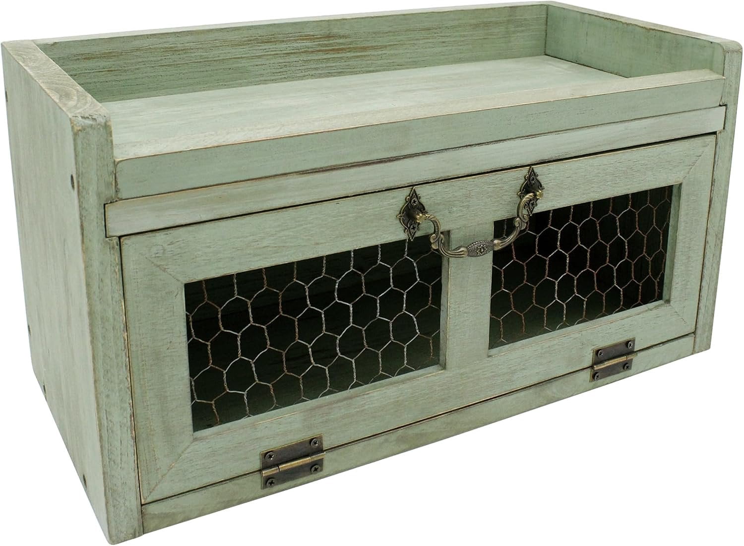 Countertop Storage Organizer, Rustic Kitchen Cabinet with Chicken Wire ...